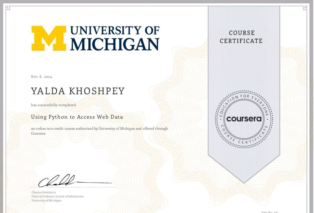 Using Python to Access Web Data Certificate